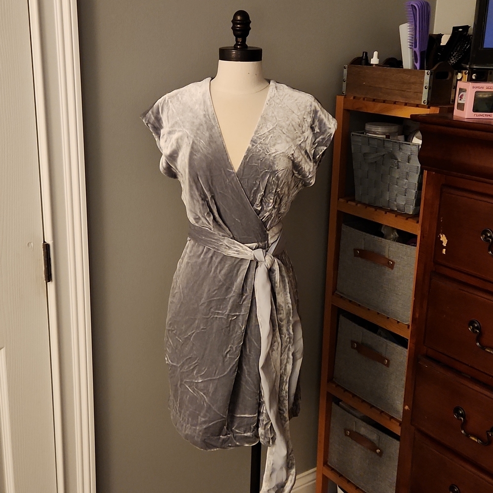 Elegant Gray Wrap Dress